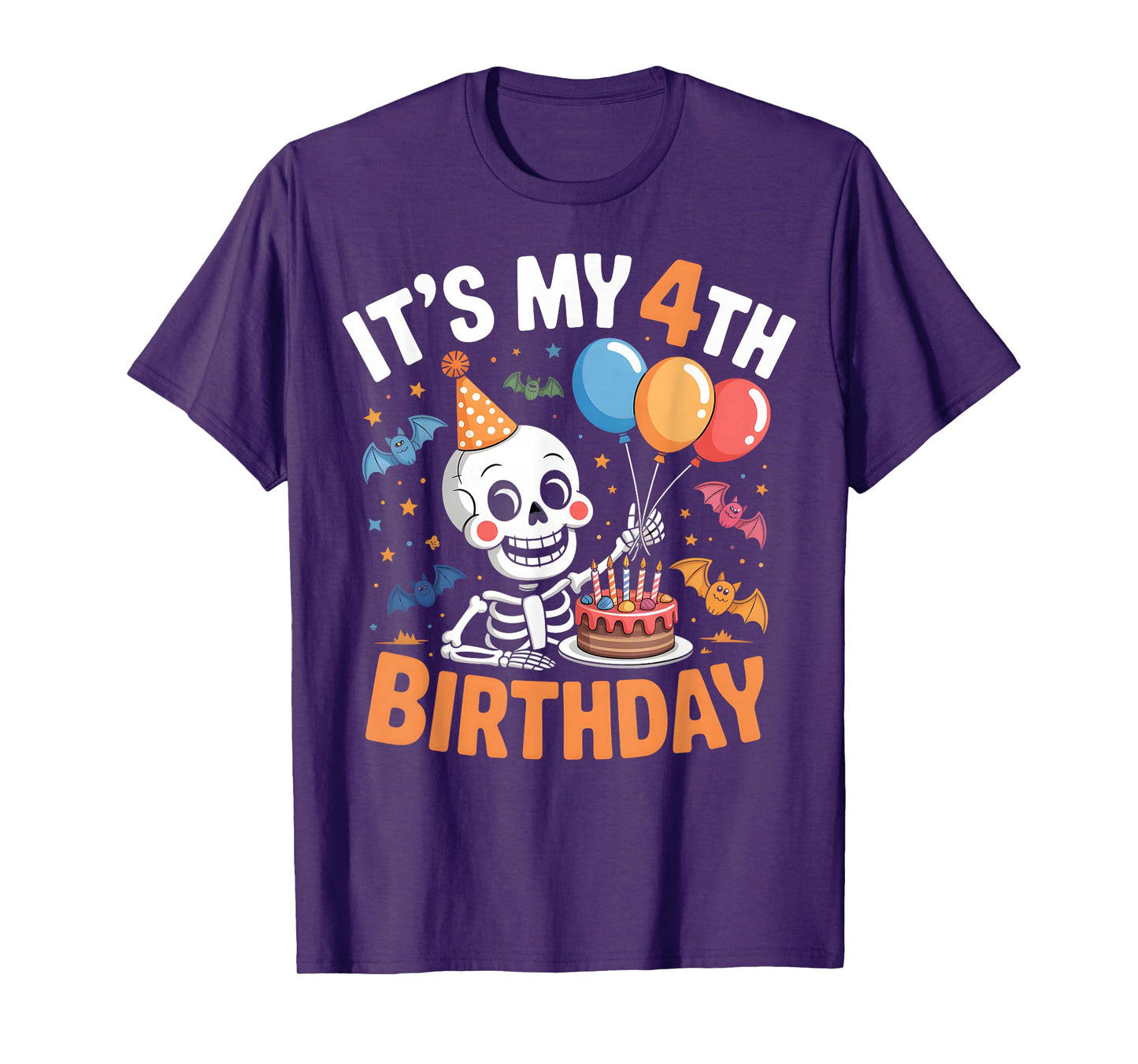 Halloween Skeleton 4th Birthday Cute Party Design T-Shirt