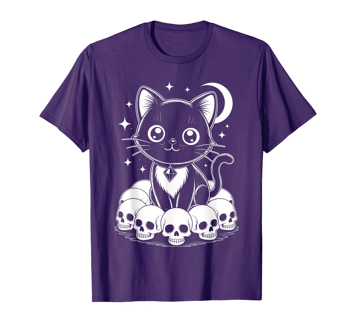 Cat Skulls Creepy Cute Kitty Goth Funny Halloween Spooky T-Shirt