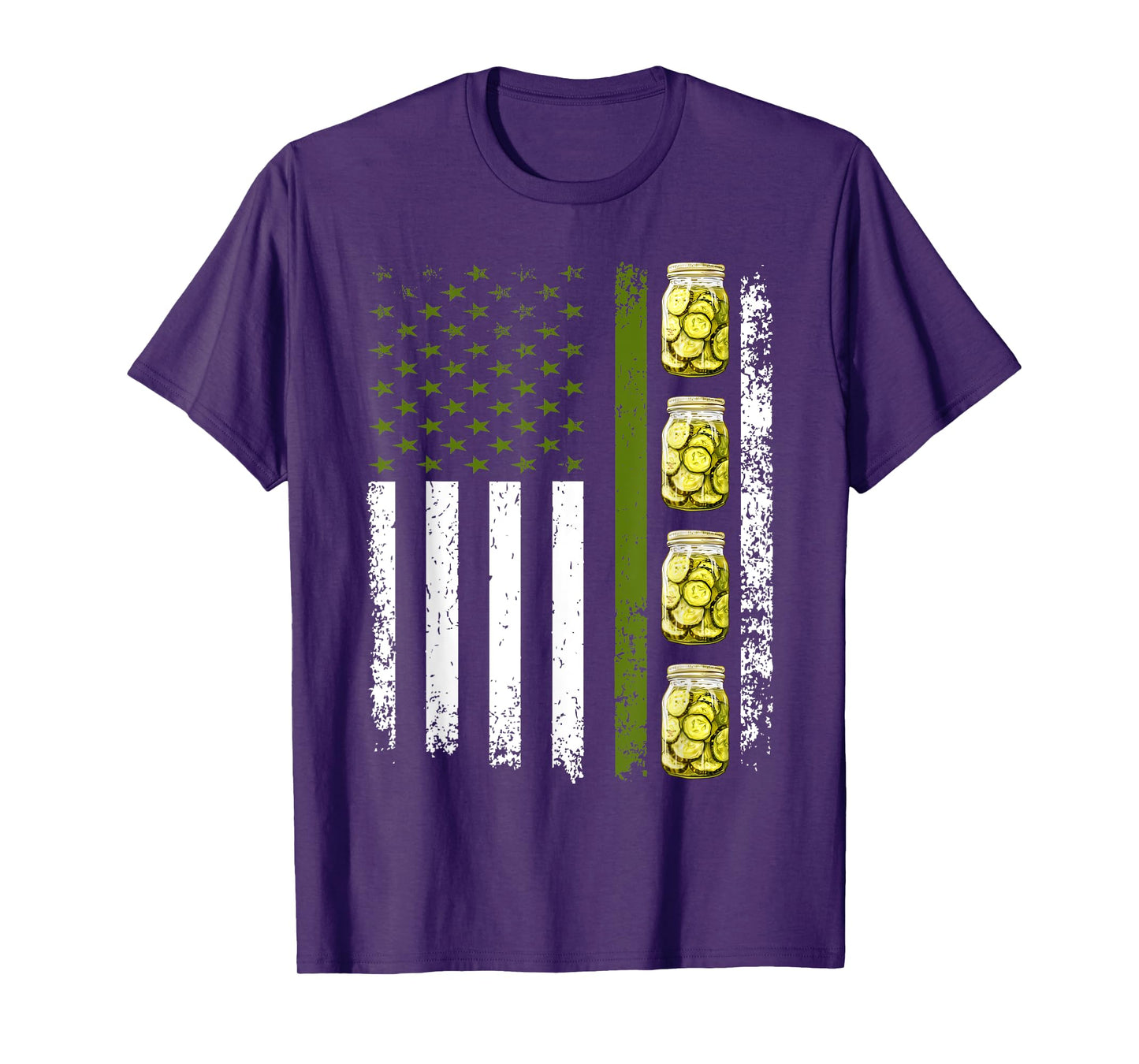 Funny Pickle Cucumber US American Flag Jar Of Sliced Pickles T-Shirt for Women Men