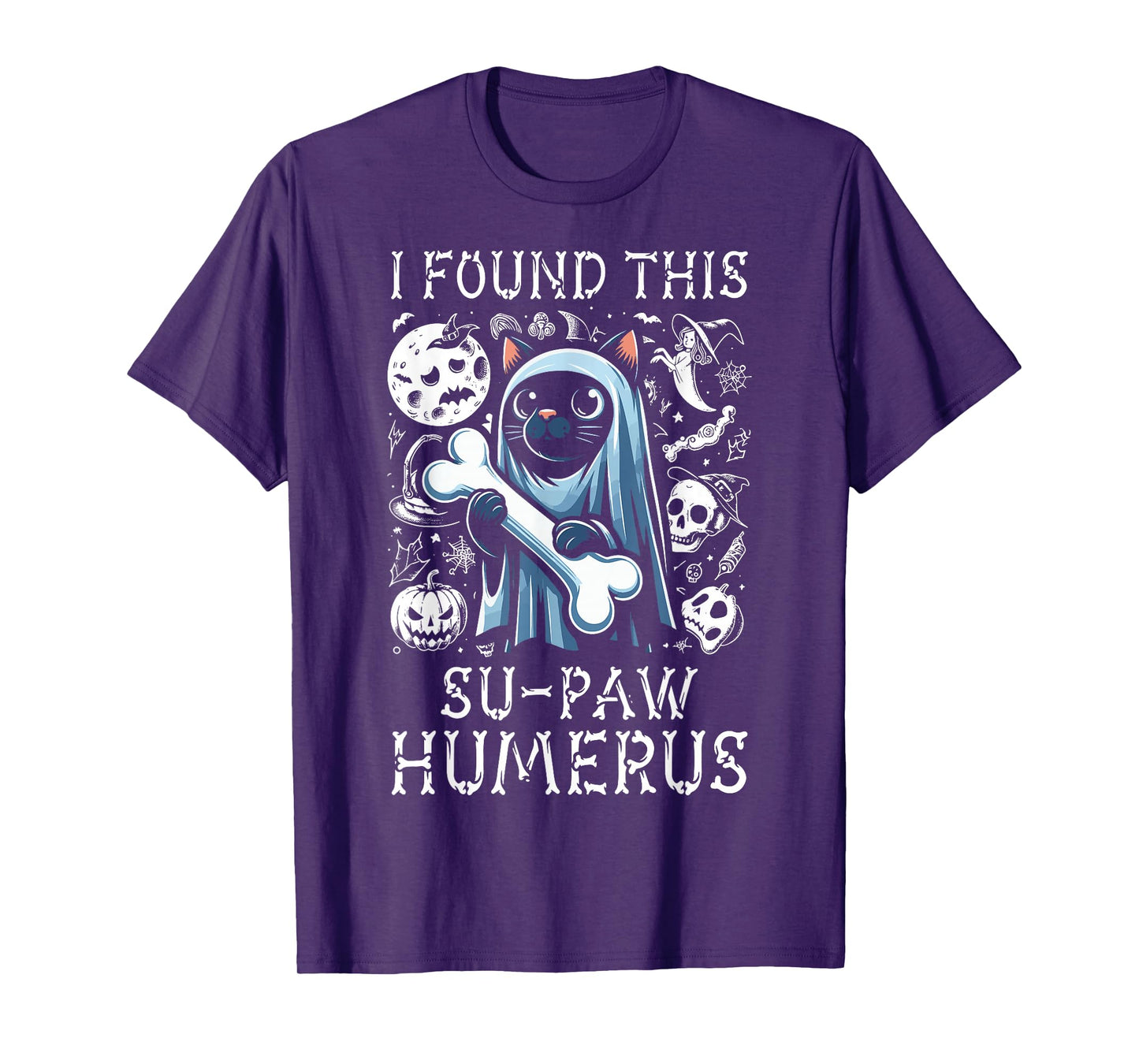 I Found This Su-Paw Humerus - Funny Cat Halloween T-Shirt