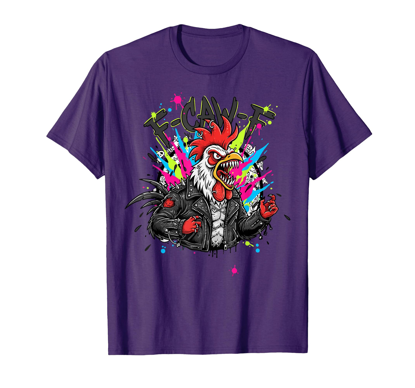 Punk Style FCAWF Funny Punk Rock F-CAW-F Rooster T-Shirt