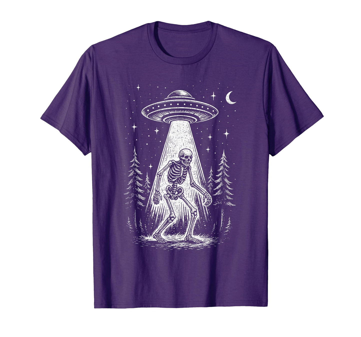 Skeleton Bigfoot UFO Alien Sasquatch Halloween T-Shirt