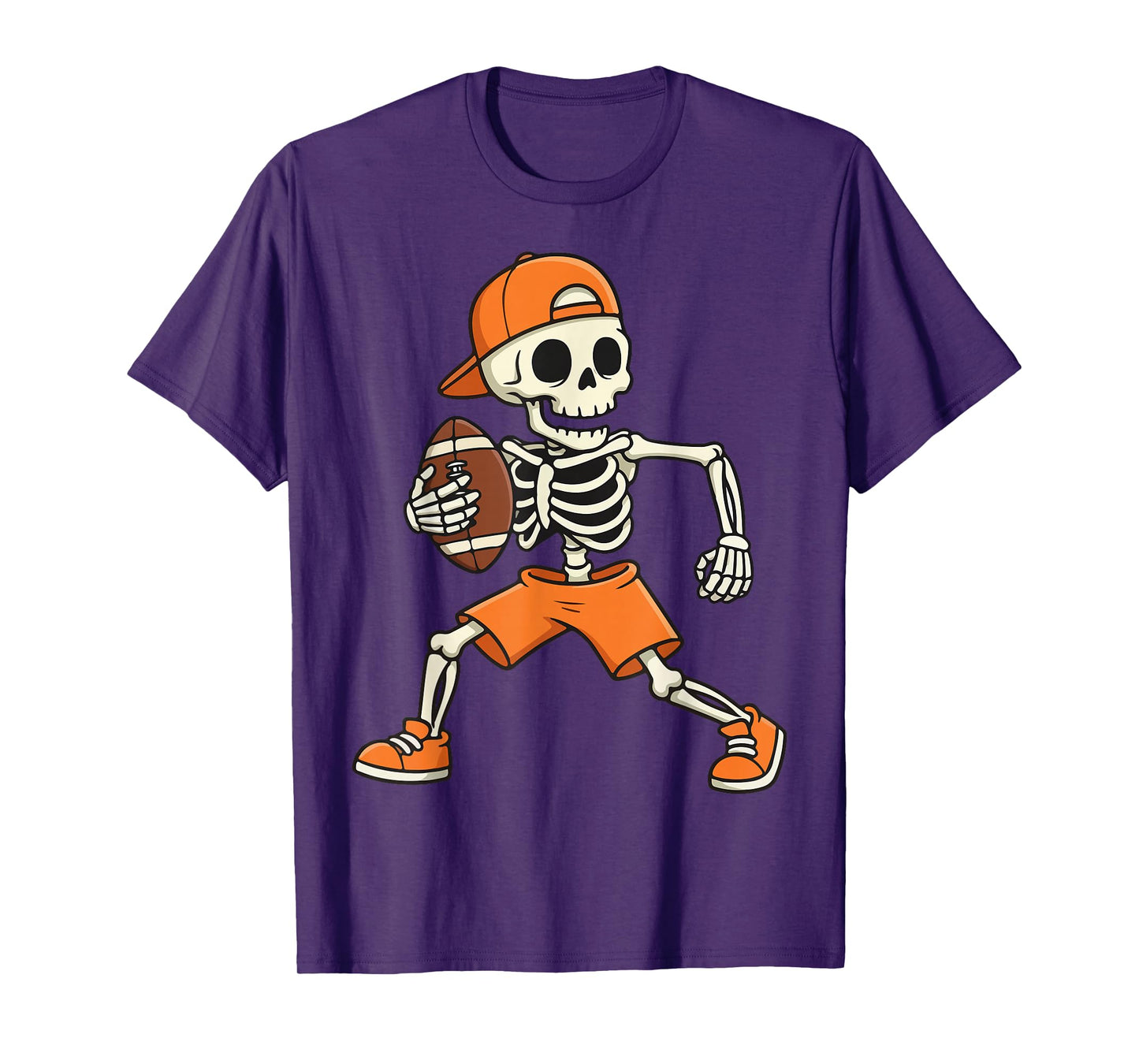 Halloween Skeleton Playing Football for Men Women and Kids T-Shirt