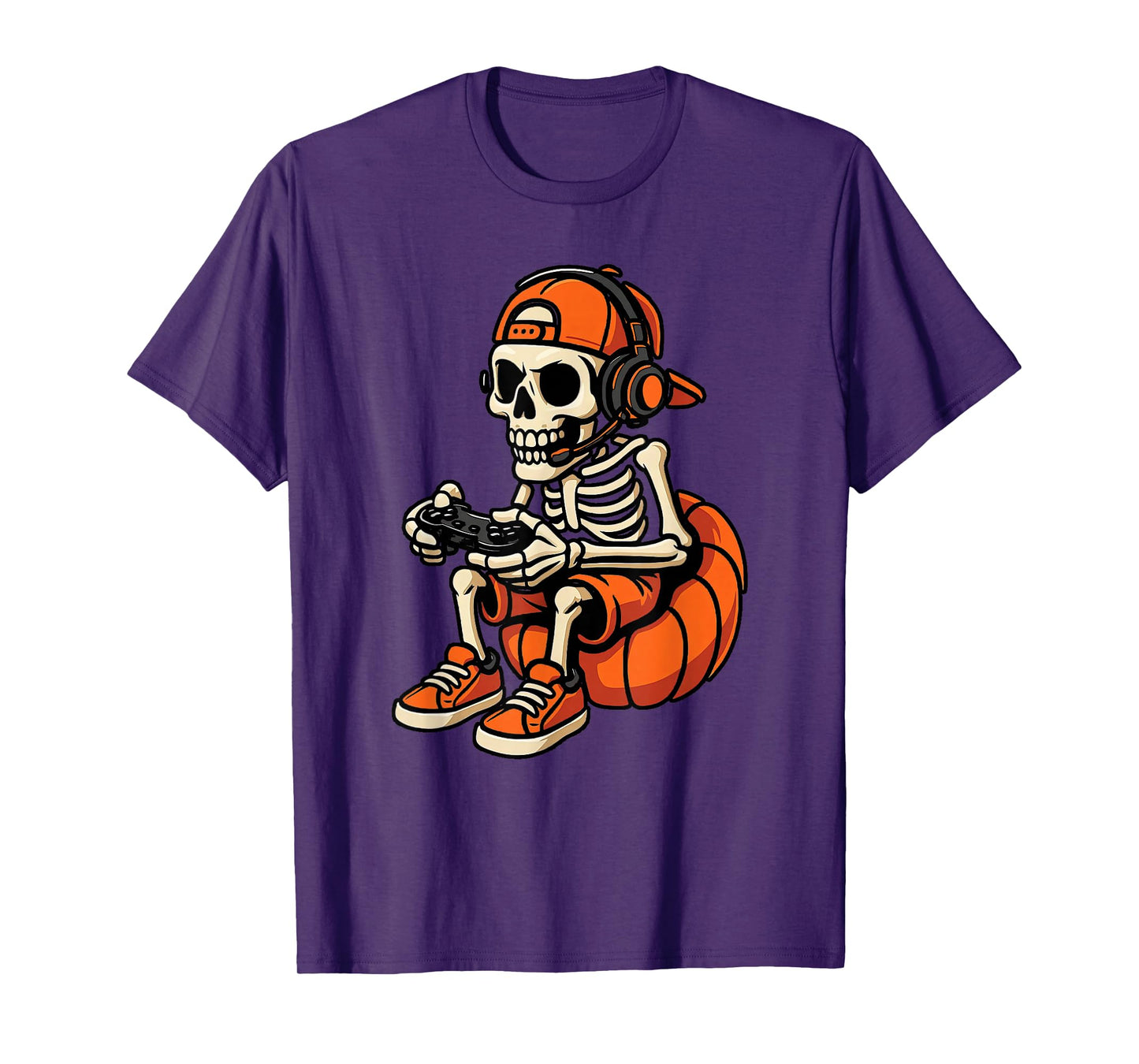 Halloween Skeleton Gamer Video Gaming Boys Men Kids T-Shirt