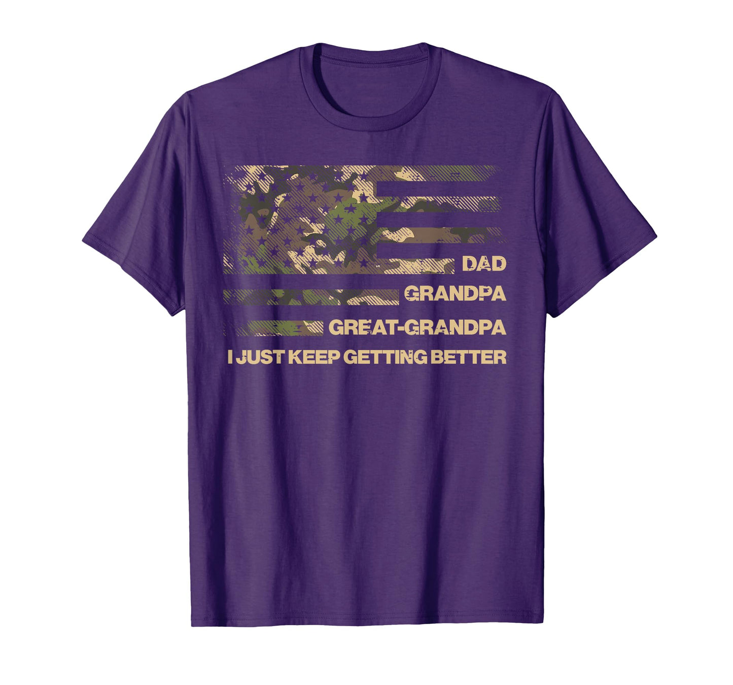 Dad Grandpa Great Grandpa Camo Flag Fathers Grandparents Day T-Shirt