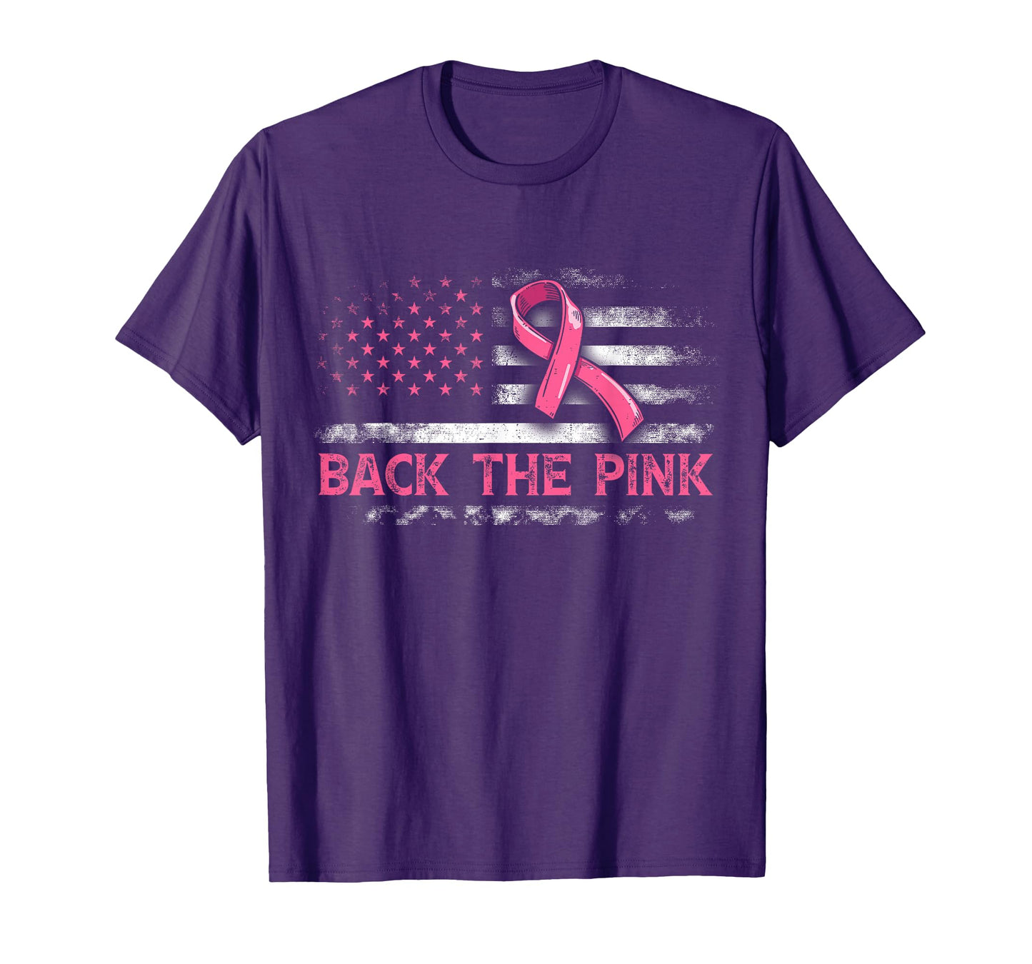 Back The Pink Us Flag Breast Cancer Awareness Women Men Kids T-Shirt