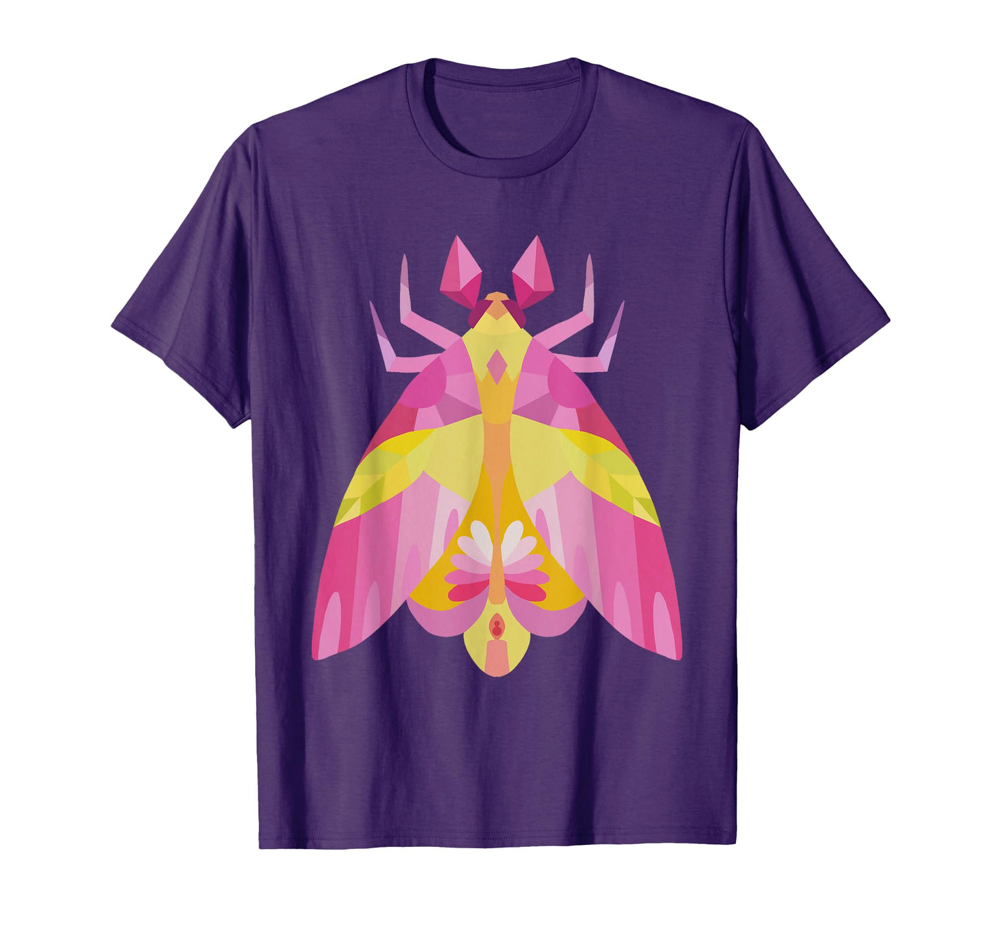 Geometric Pink and Yellow Rosy Maple Moth Insect Bug T-Shirt
