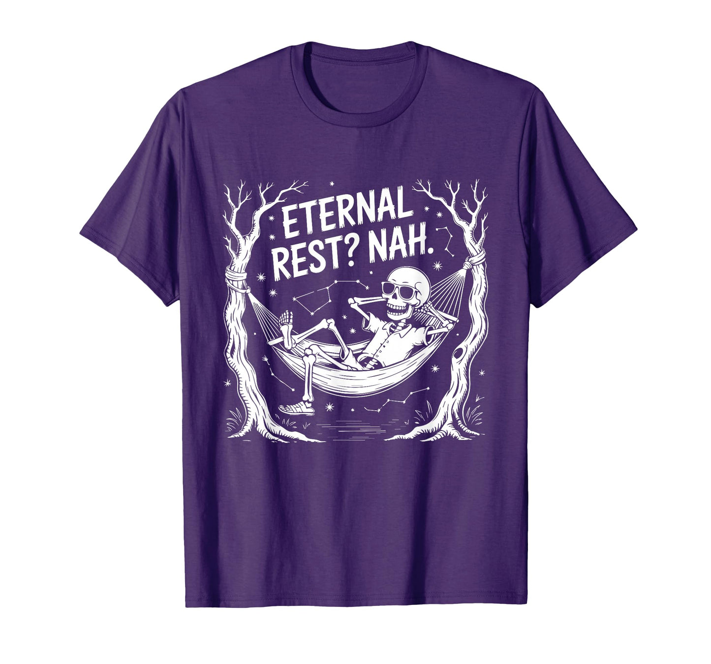 Eternal Rest Nah Skeleton Hammock Funny Halloween Design T-Shirt