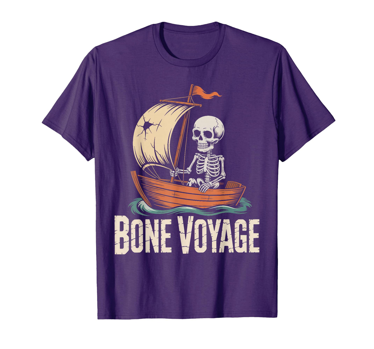 Bone Voyage Skeleton Sailor Nautical Crew T-Shirt