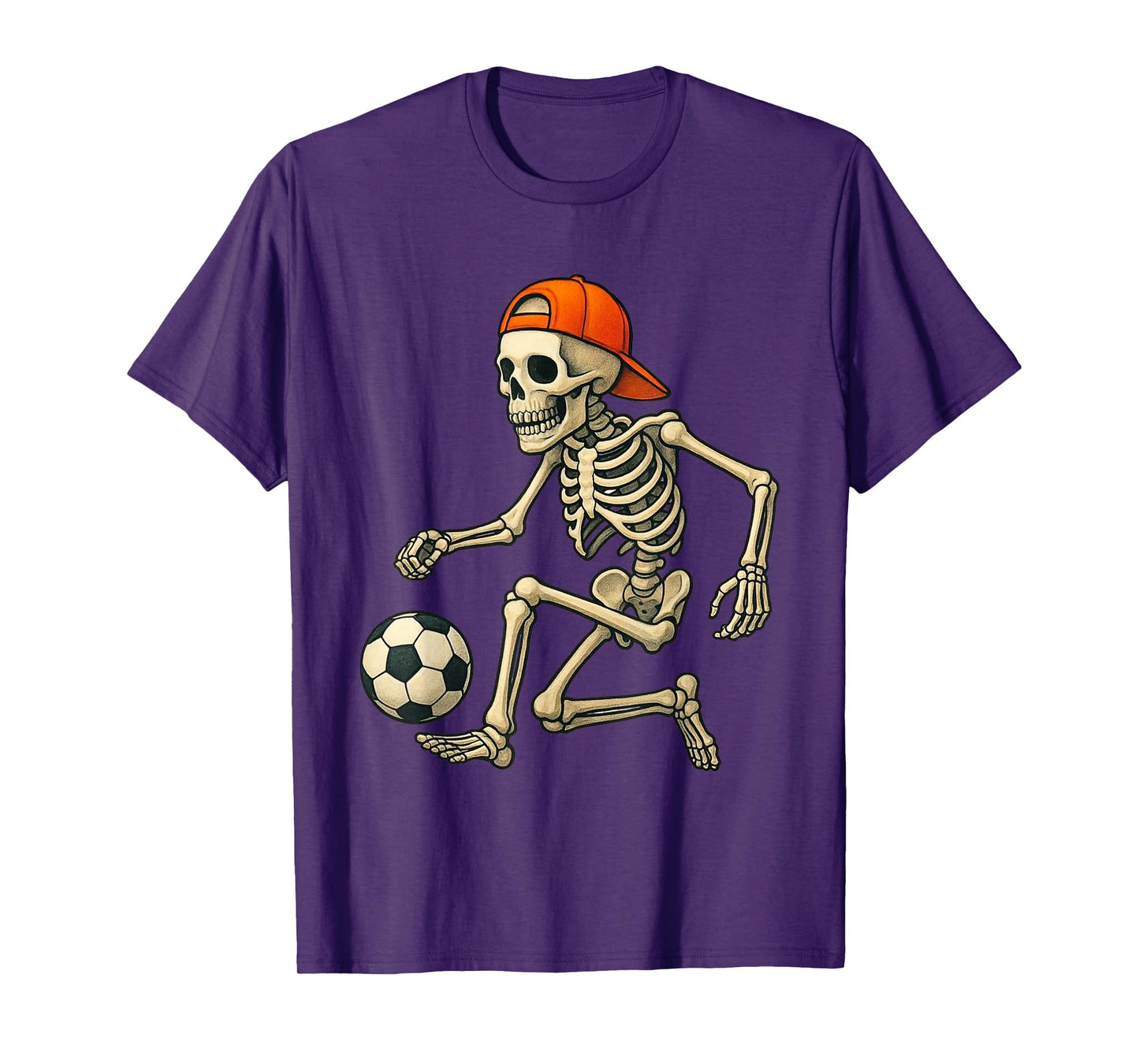 Skeleton Playing Soccer Halloween Football Graphic T-Shirt