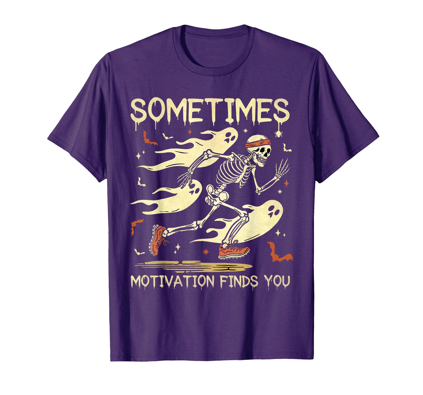 Sometimes Motivation Finds You Halloween Skeleton Marathon T-Shirt
