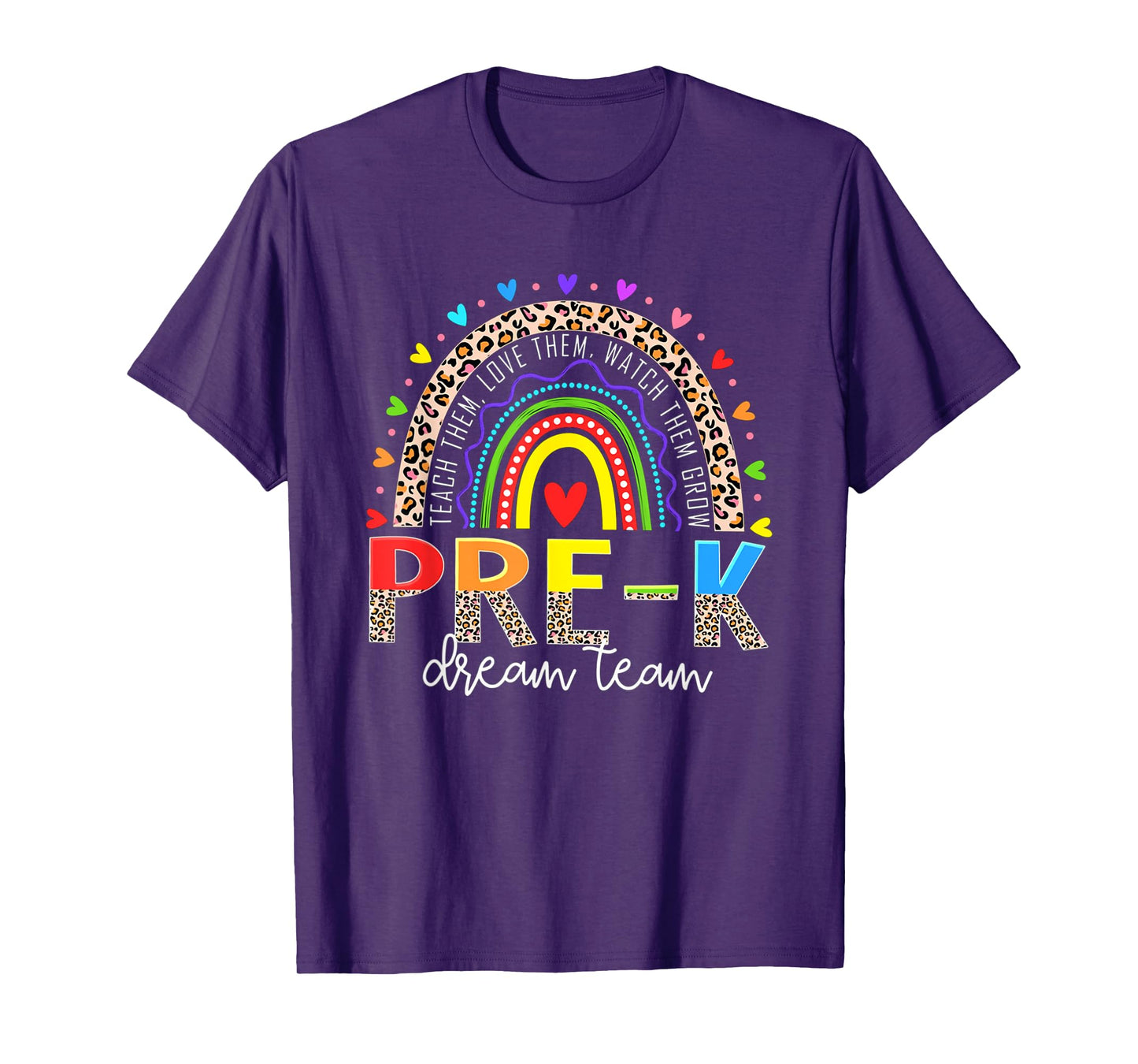 PreK Dream Team Leopard Rainbow Teacher Squad Back To School T-Shirt for Men Women Girls Kids