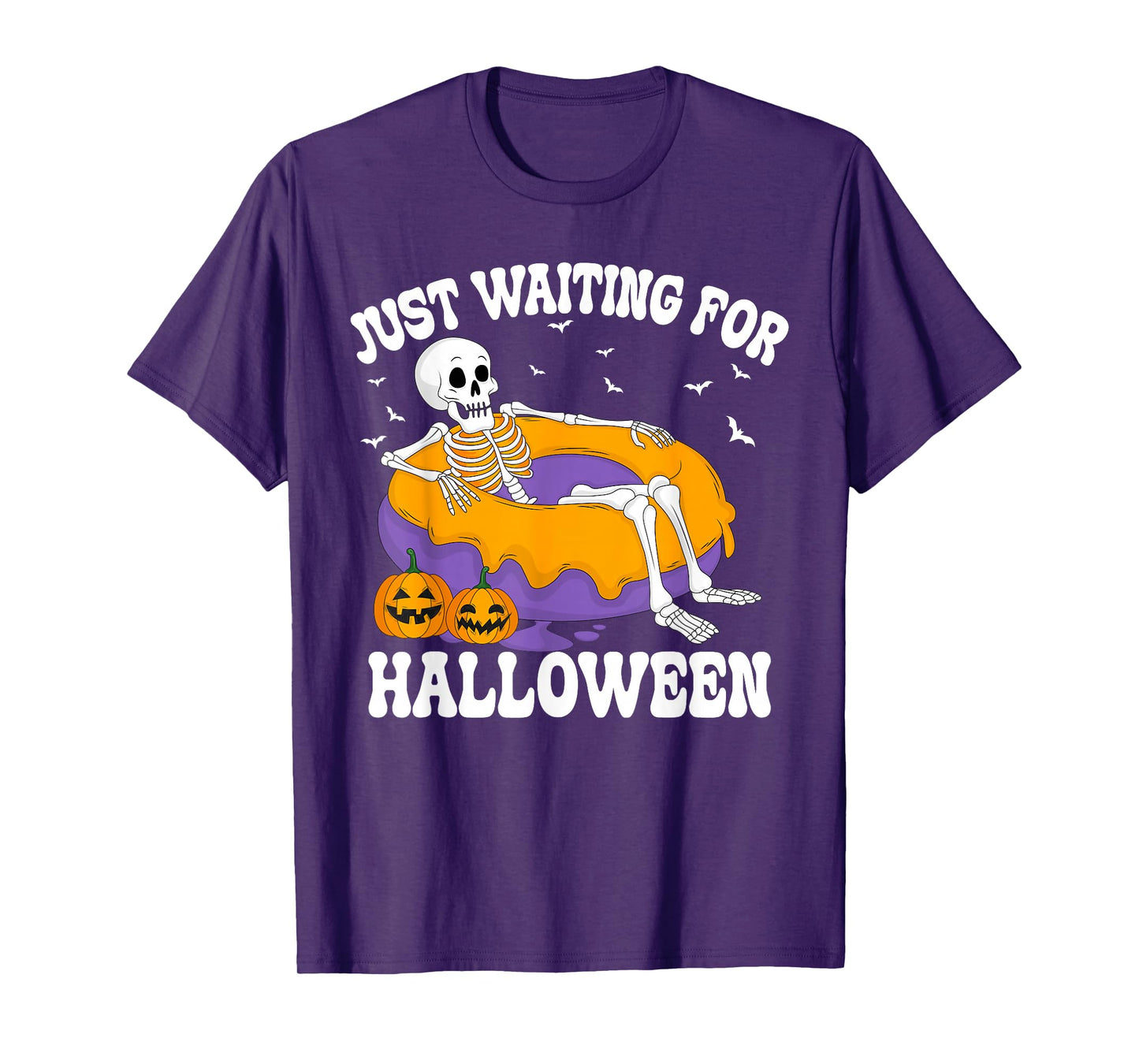 Just Waiting for Halloween Funny Skeleton Spooky T-Shirt