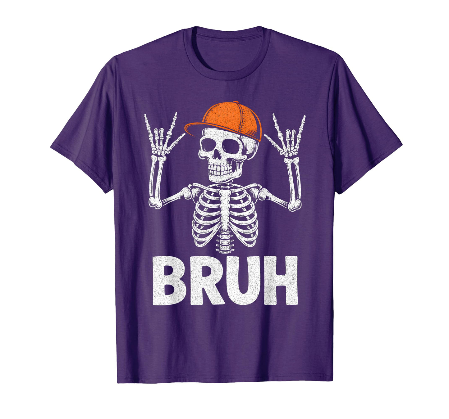 Skeleton Rock On Bruh Halloween Costume Boys Men Teens Kids T-Shirt