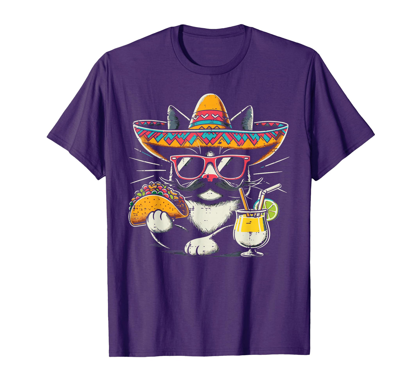 Mexican Tuxedo Cat Taco Sombrero Funny Mexico Women Men Kids T-Shirt