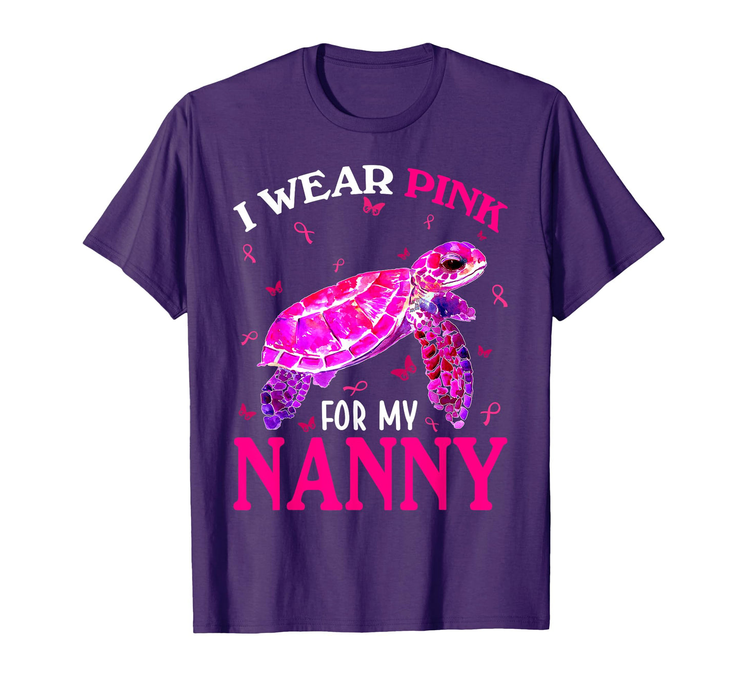 I Wear Pink For My Nanny Breast Cancer Turtle T-Shirt