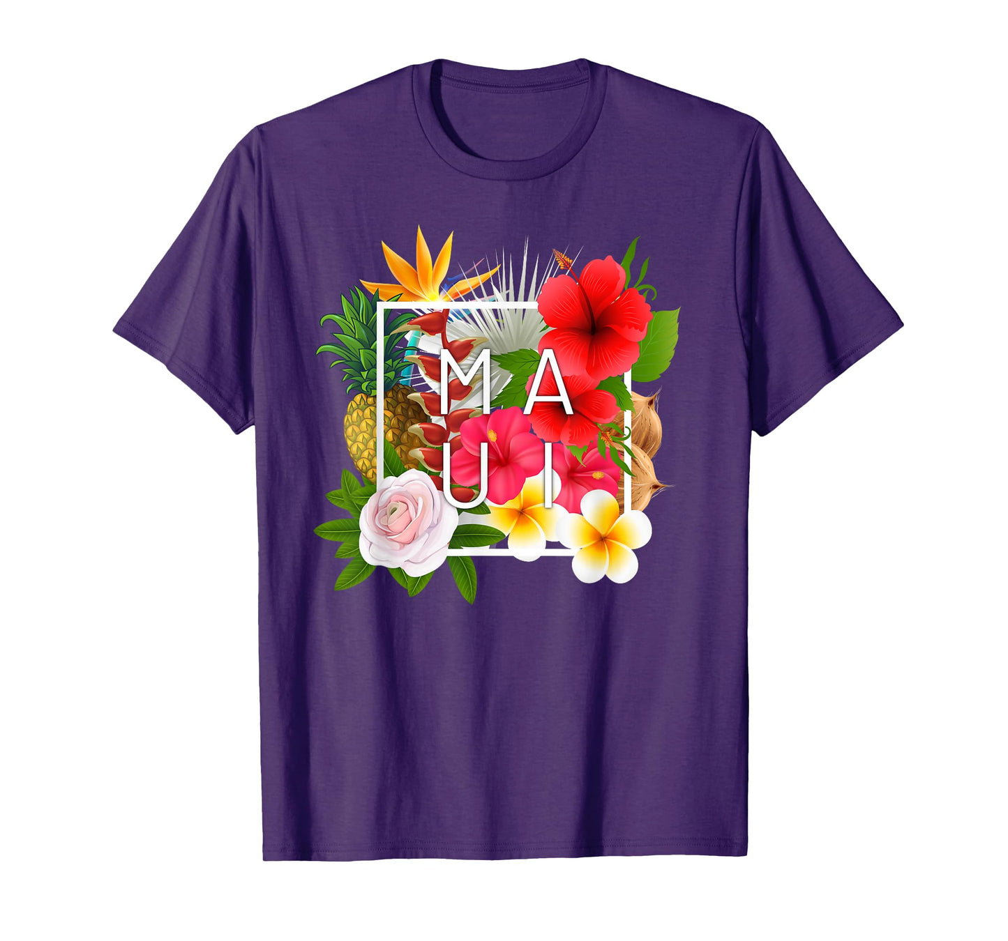 Flowers of Maui Word Art - Hawaiian Island Souvenir T-Shirt