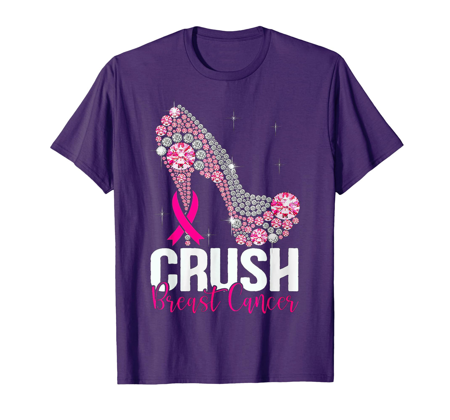 Crush Breast Cancer Awareness Bling Pink Ribbon T-Shirt