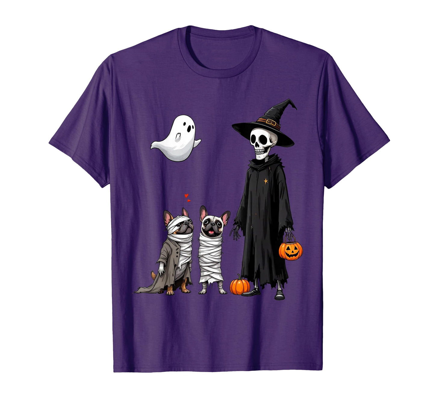 Spooky Ghost French Bulldog Mummy Dog Halloween Costume T-Shirt