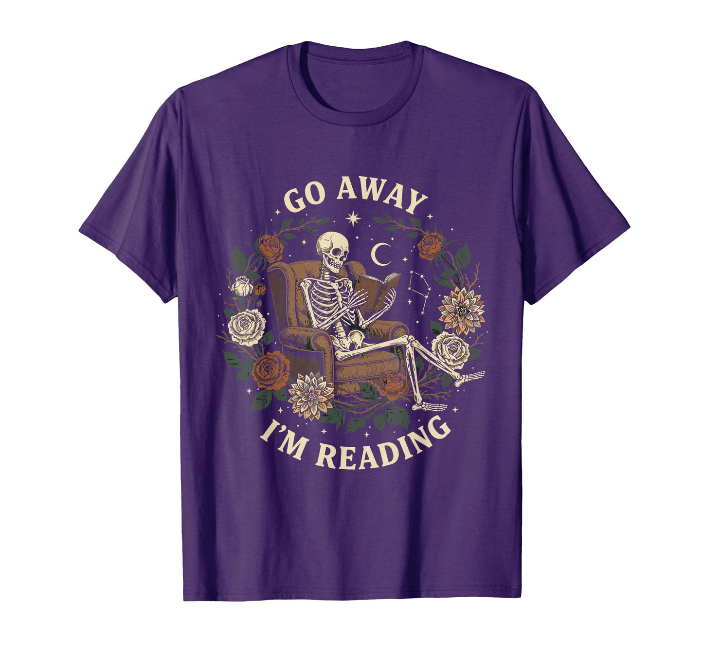 Go Away I'm Reading Librarian Skeleton Reading Book Lover T-Shirt