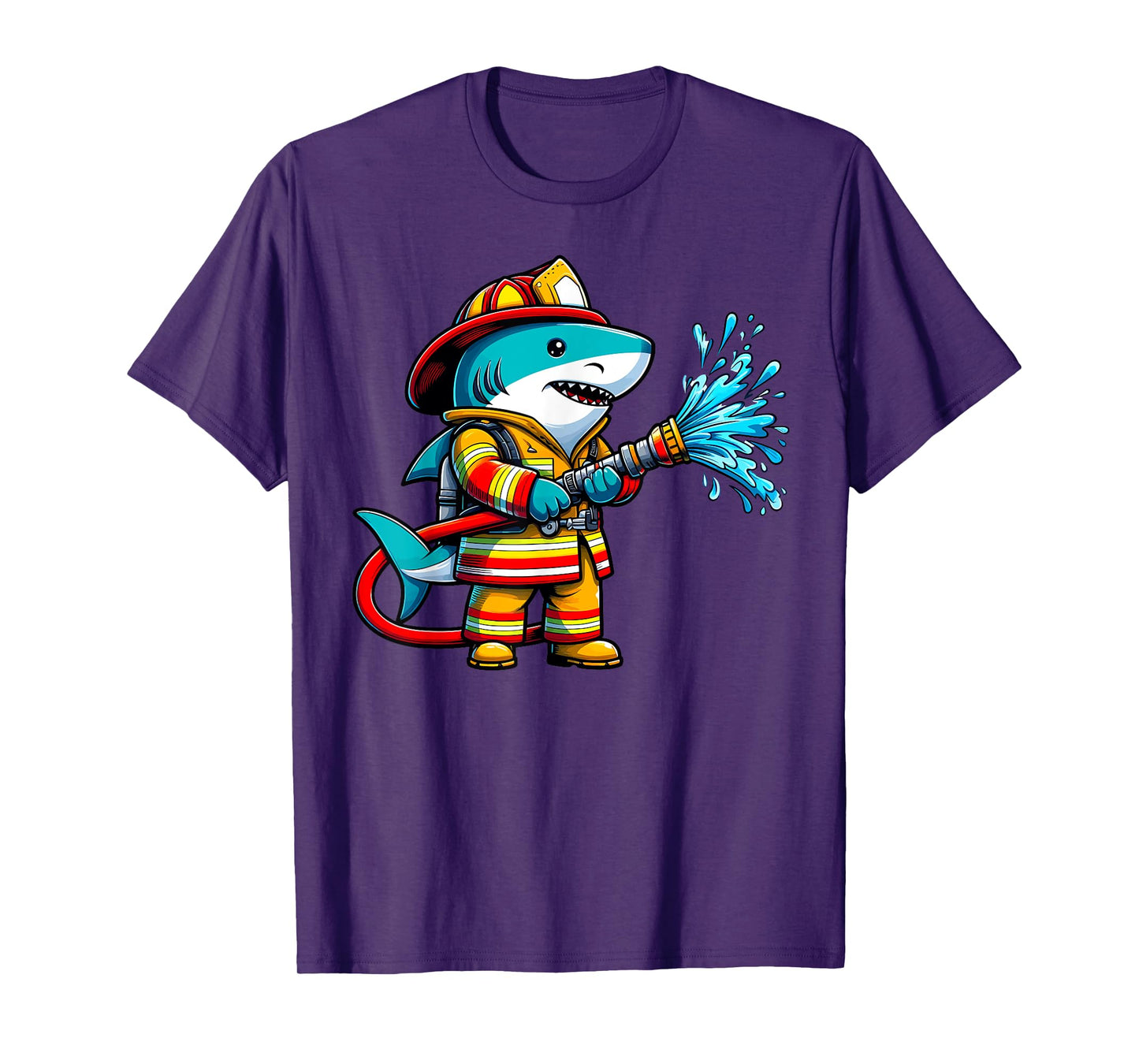 Shark Fireman on Firefighter Shark Kids Boys T-Shirt