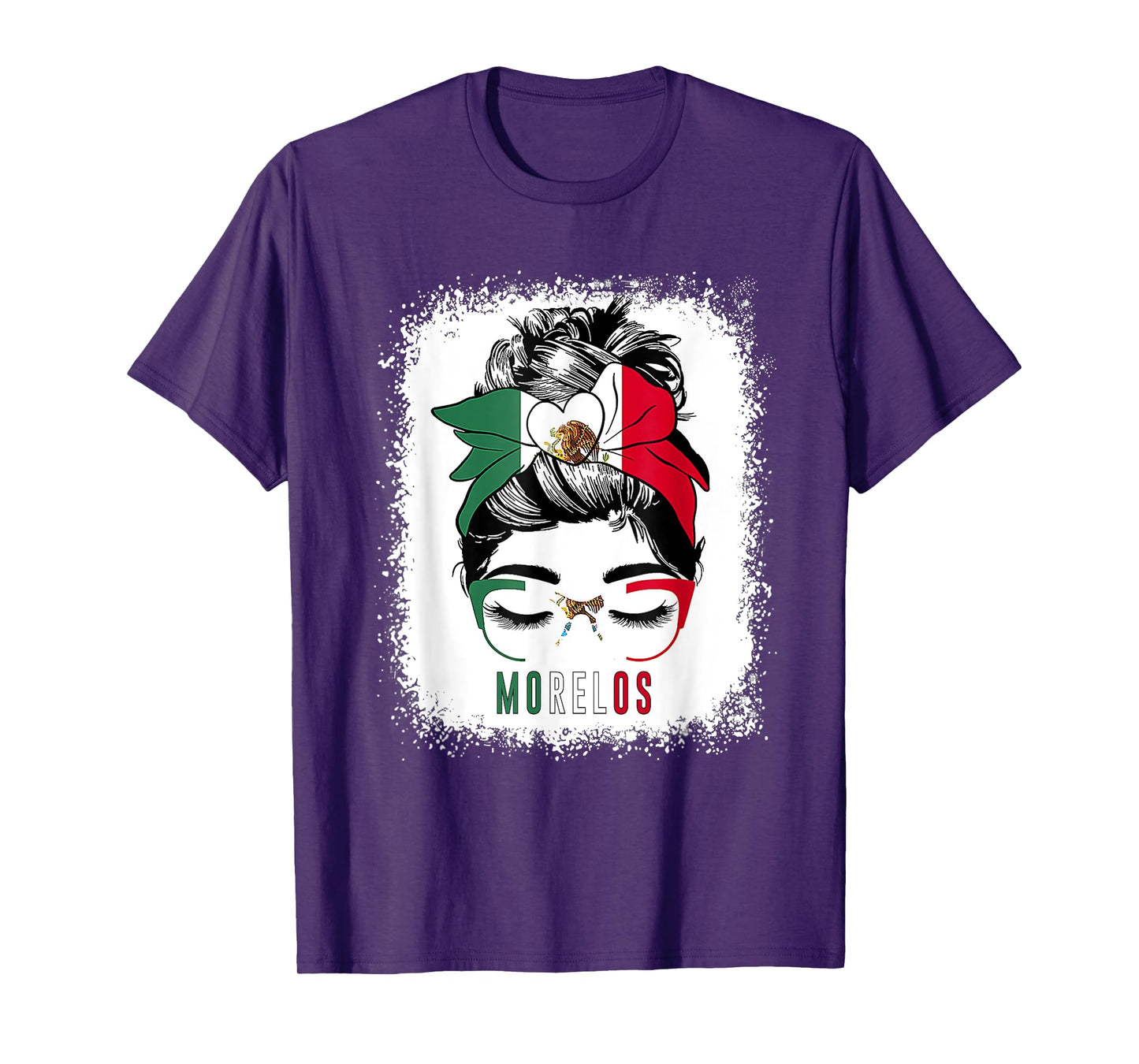 Morelos Girl Messy Bun Bandana And Glasses Mexico Mexican T-Shirt