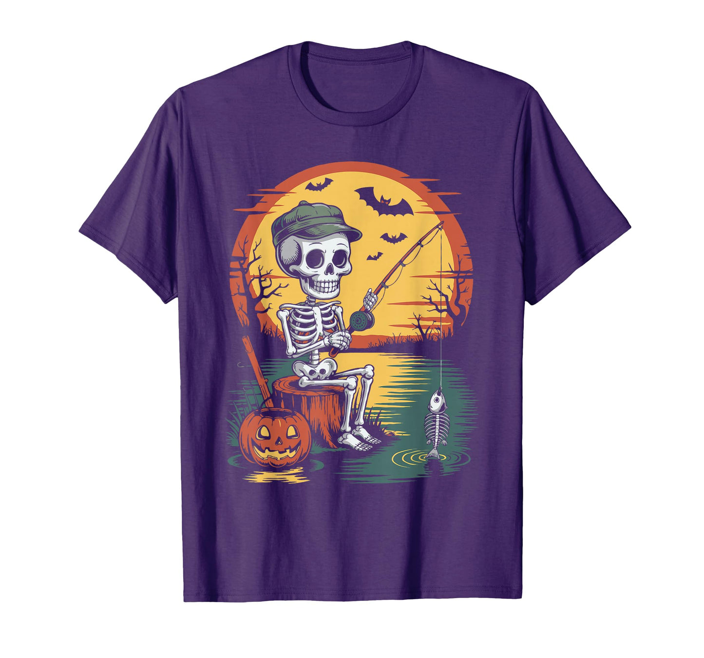Fishing Skeleton Halloween T-Shirt