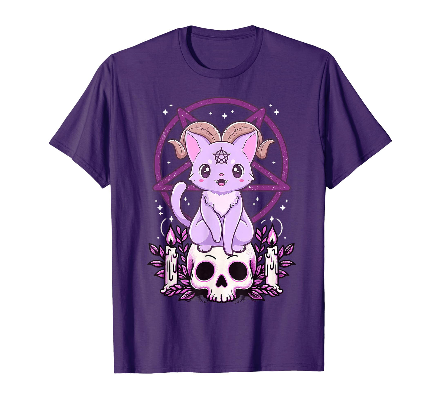 Kawaii Pastel Goth Cute Creepy Cat Bat Skeleton T-Shirt