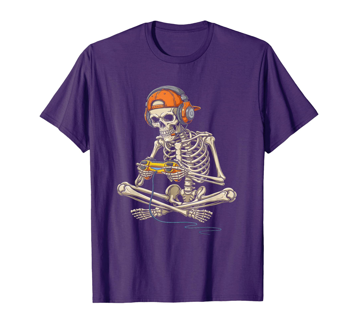 Halloween Skeleton Gamer Funny Video Game Graphic T-Shirt
