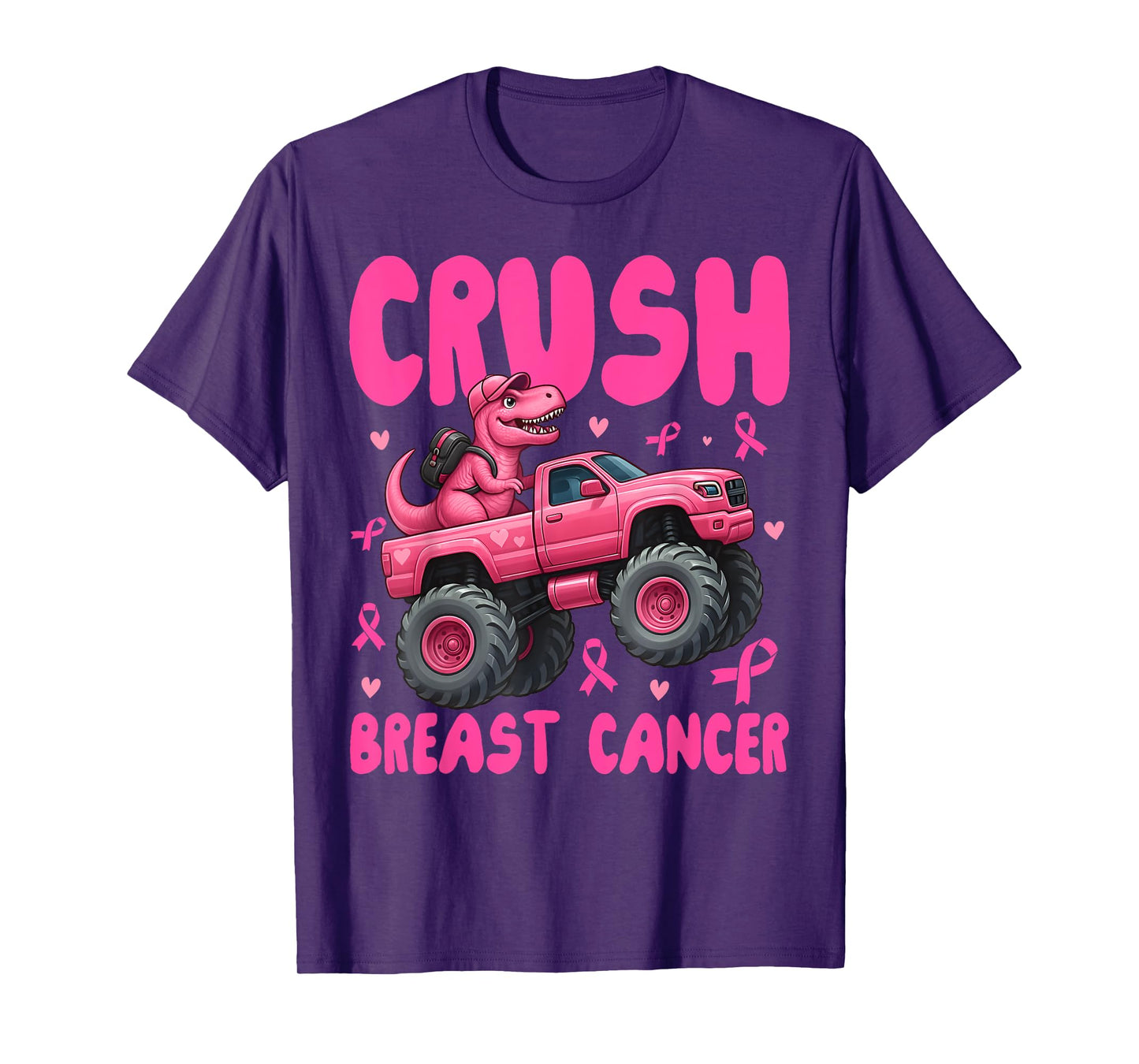 Crush Breast Cancer Awareness Monster Truck Toddler Boy Kids T-Shirt