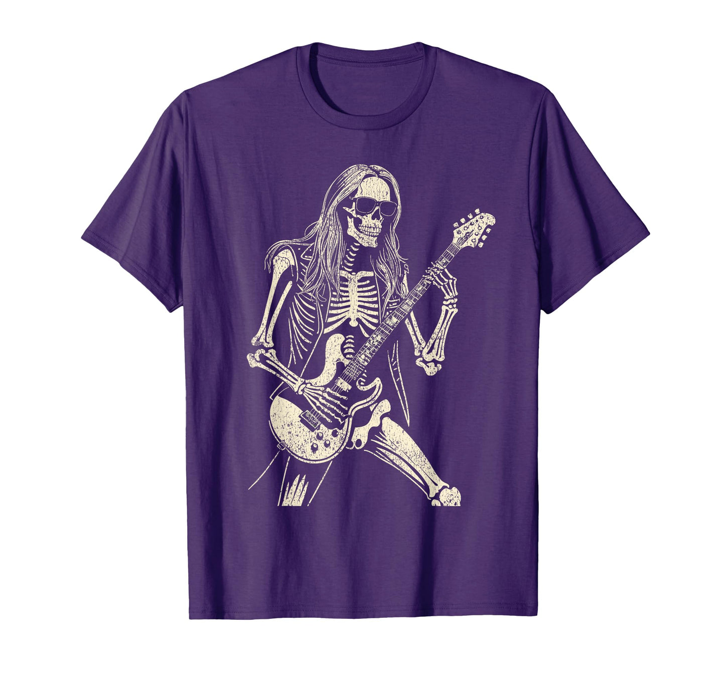 Skeleton Playing Guitar Graphic Rock and Roll Band Rock On T-Shirt