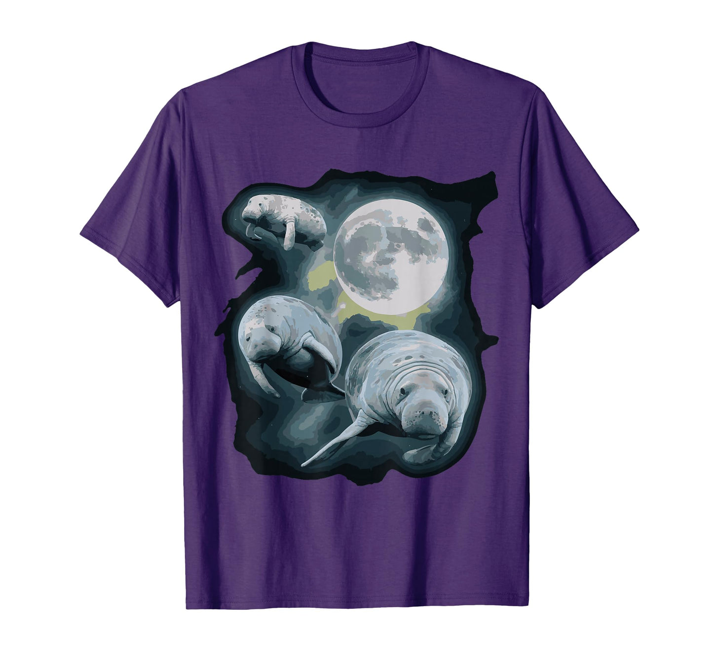 Three Manatee Howling At The Moon T-Shirt