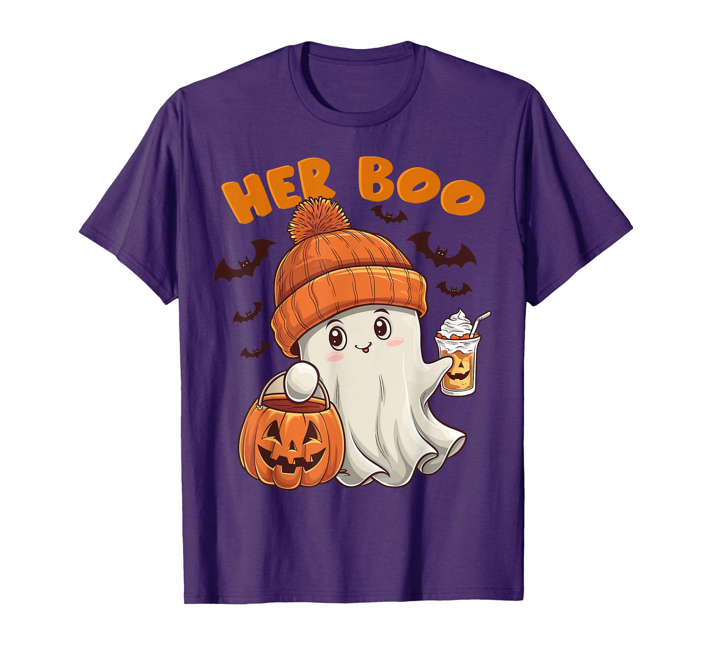 Her Boo His Boo Funny Ghost Ice Coffee Matching Halloween T-Shirt