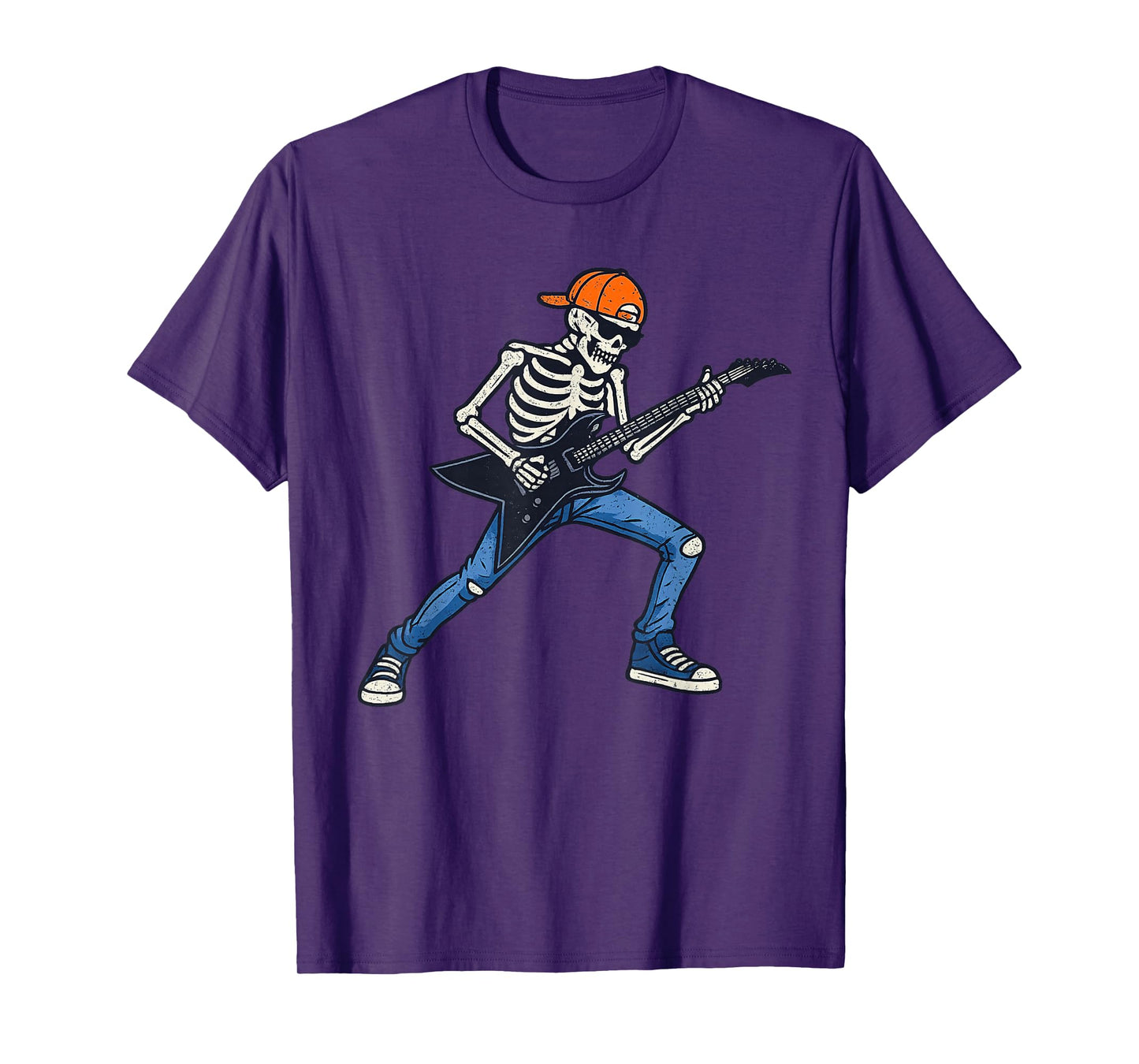 Vintage Halloween Skeleton Guitar Rock Funny Spooky Costume T-Shirt