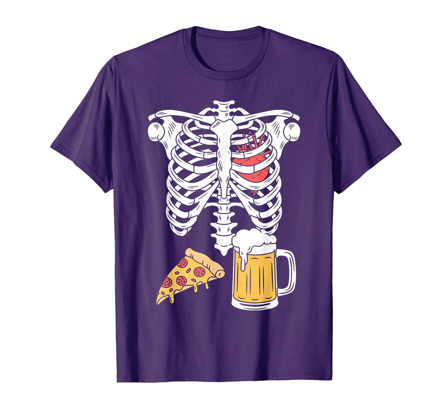 Funny Skeleton Heart Pregnancy Pizza Beer T-Shirt