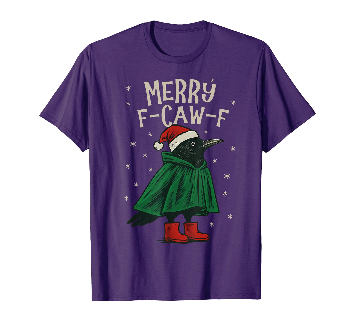 Black Crow F-Caw-F Funny Retro Christmas Santa Hat T-Shirt