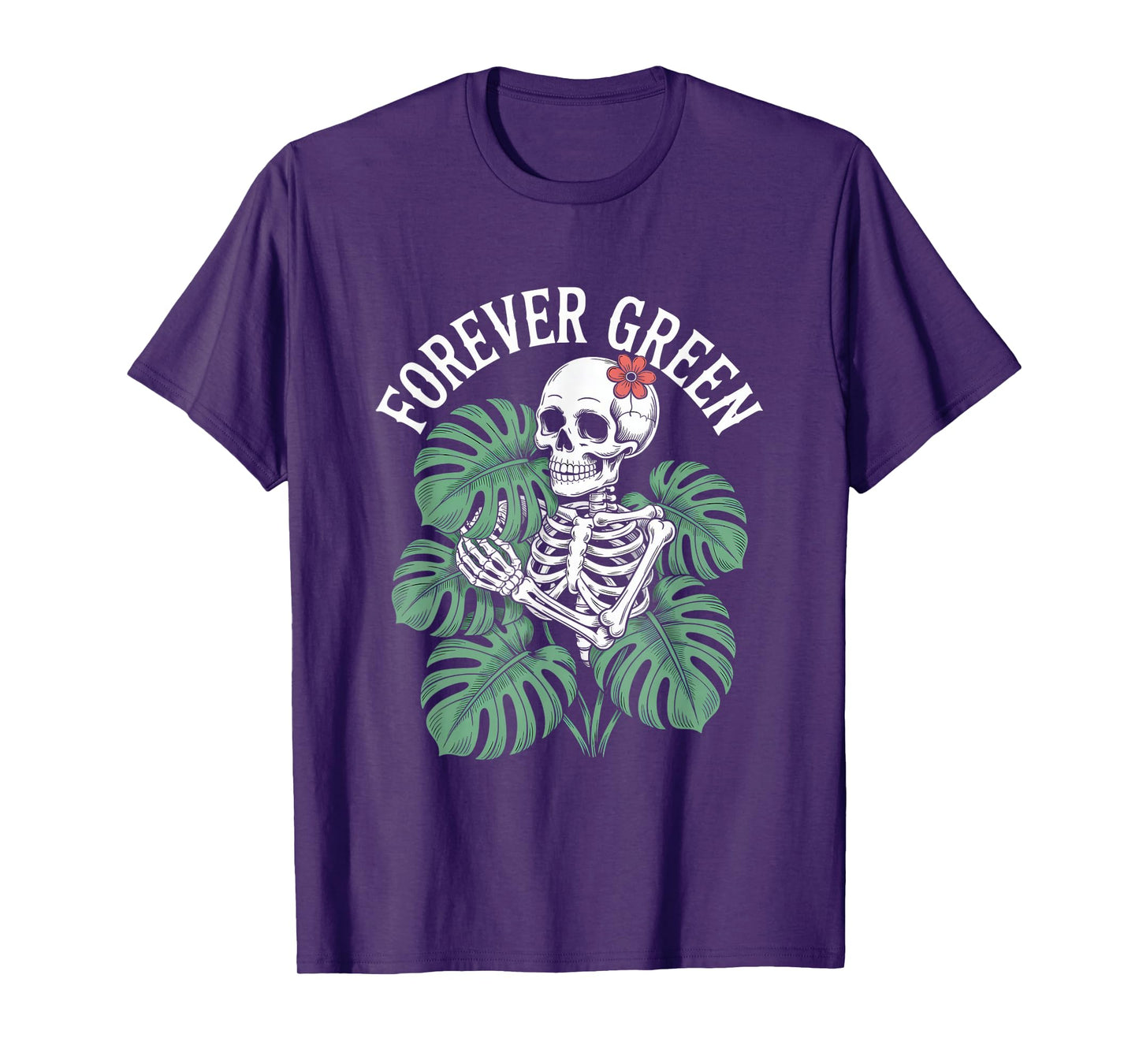 Halloween Skeleton Monstera Forever Green Botanical T-Shirt