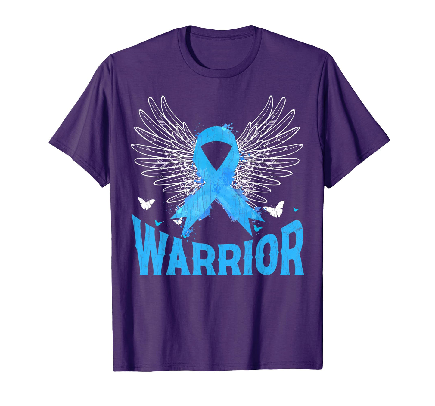 Mens Warrior USA Flag Prostate Cancer Awareness Blue Graphic T-Shirt