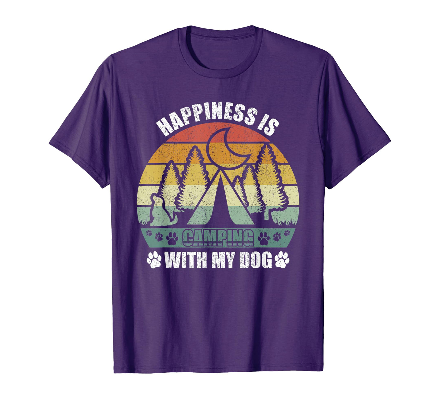 Retro Happiness Is Camping With My Dog Shirt Dog Camper's T-Shirt for Men Women Kids