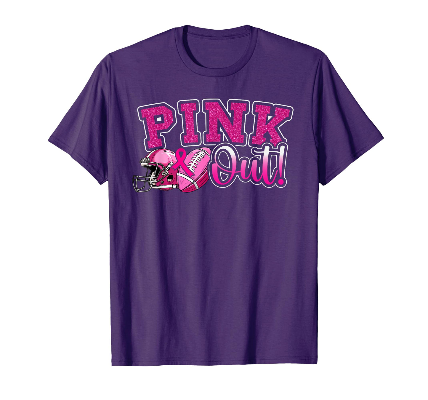 Pink Out Football Breast Cancer Awareness Sport Cheer Women T-Shirt