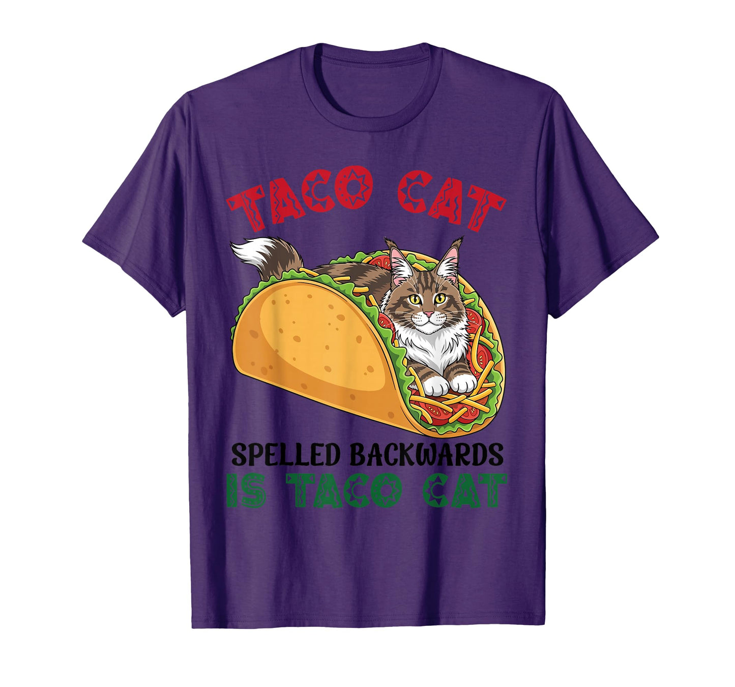 Maine Coon Taco Cat Spelled Backwards Taco Inside A Cat T-Shirt