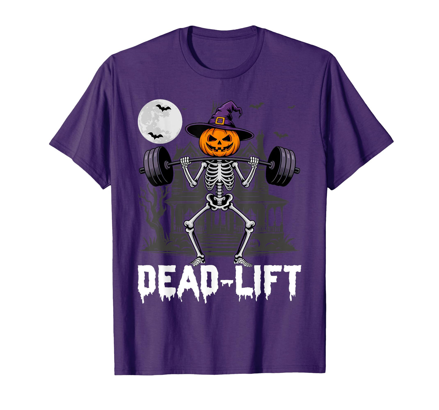 Skeleton Dead Lift Funny Halloween Lifting Weights Gym T-Shirt