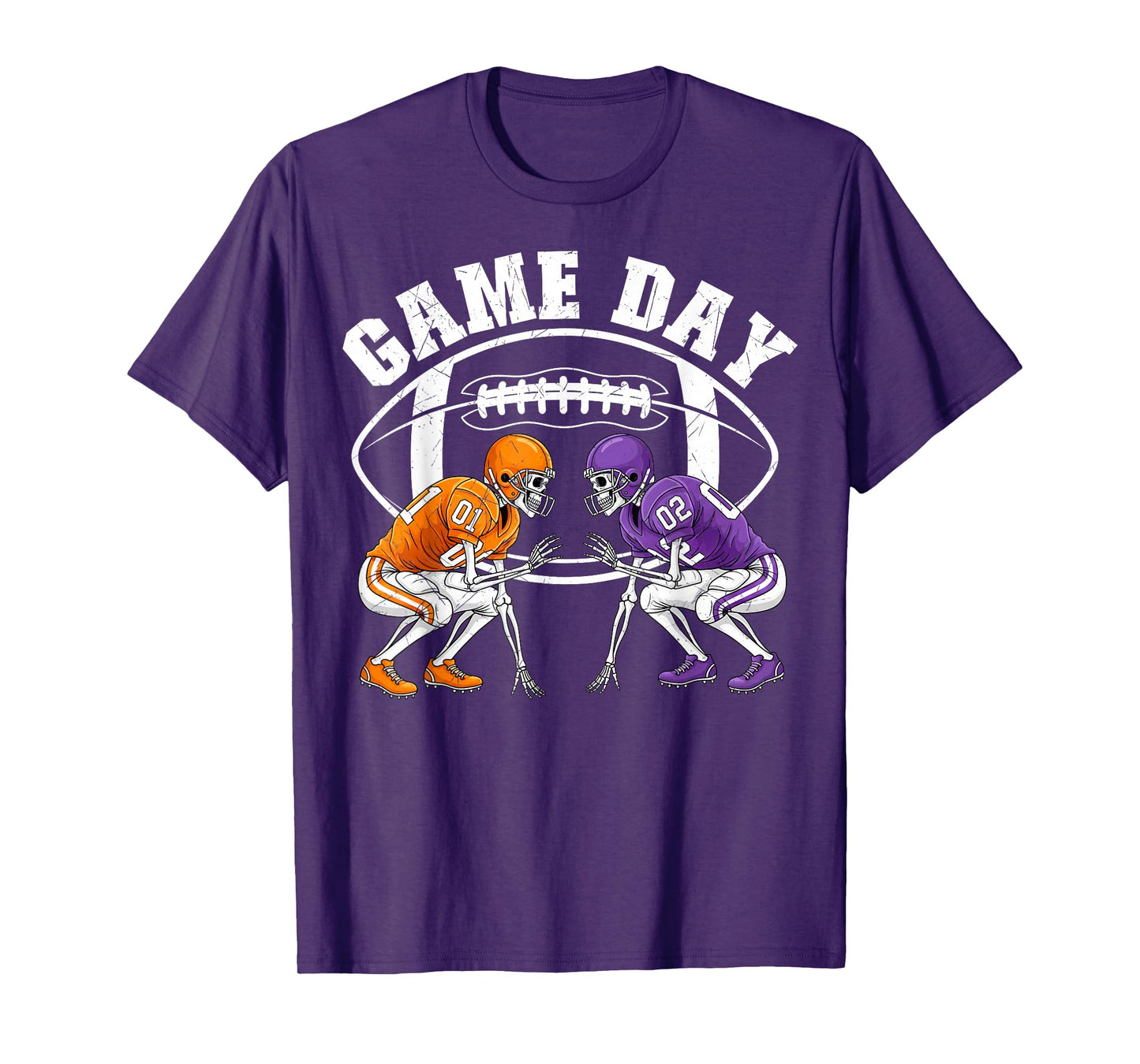 Game Day Football Skeleton Line Backer Halloween Sports Fan T-Shirt