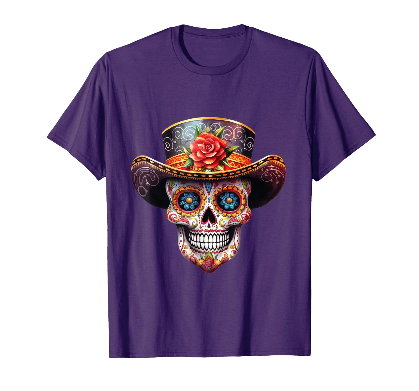 Sugar Skull Black White Image Day Dead Dios De Los Muertos T-Shirt