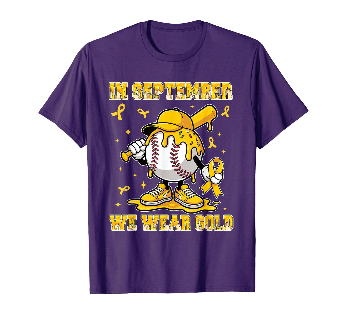in September We Wear Gold Baseball Childhood Cancer Kids T-Shirt