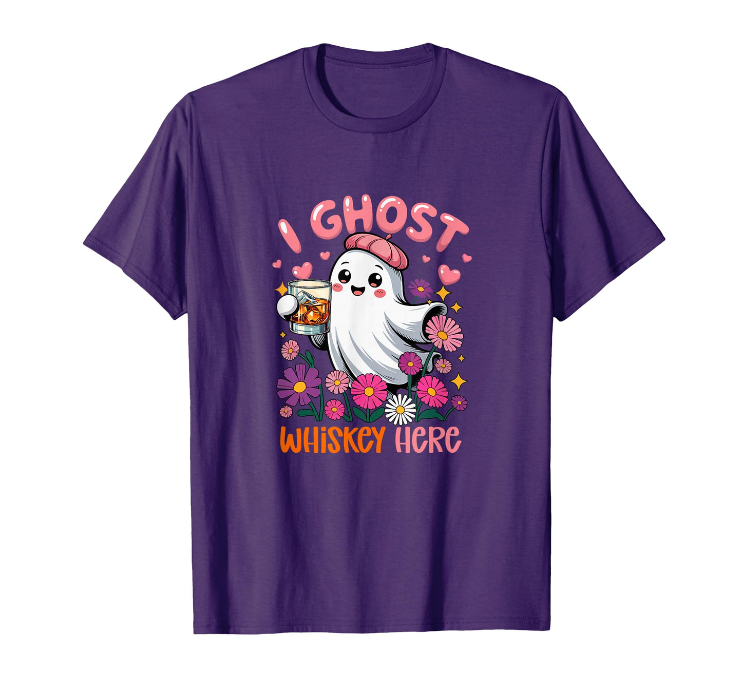 I Ghost Whiskey Here Halloween Floral Boo Drinking Whiskey T-Shirt