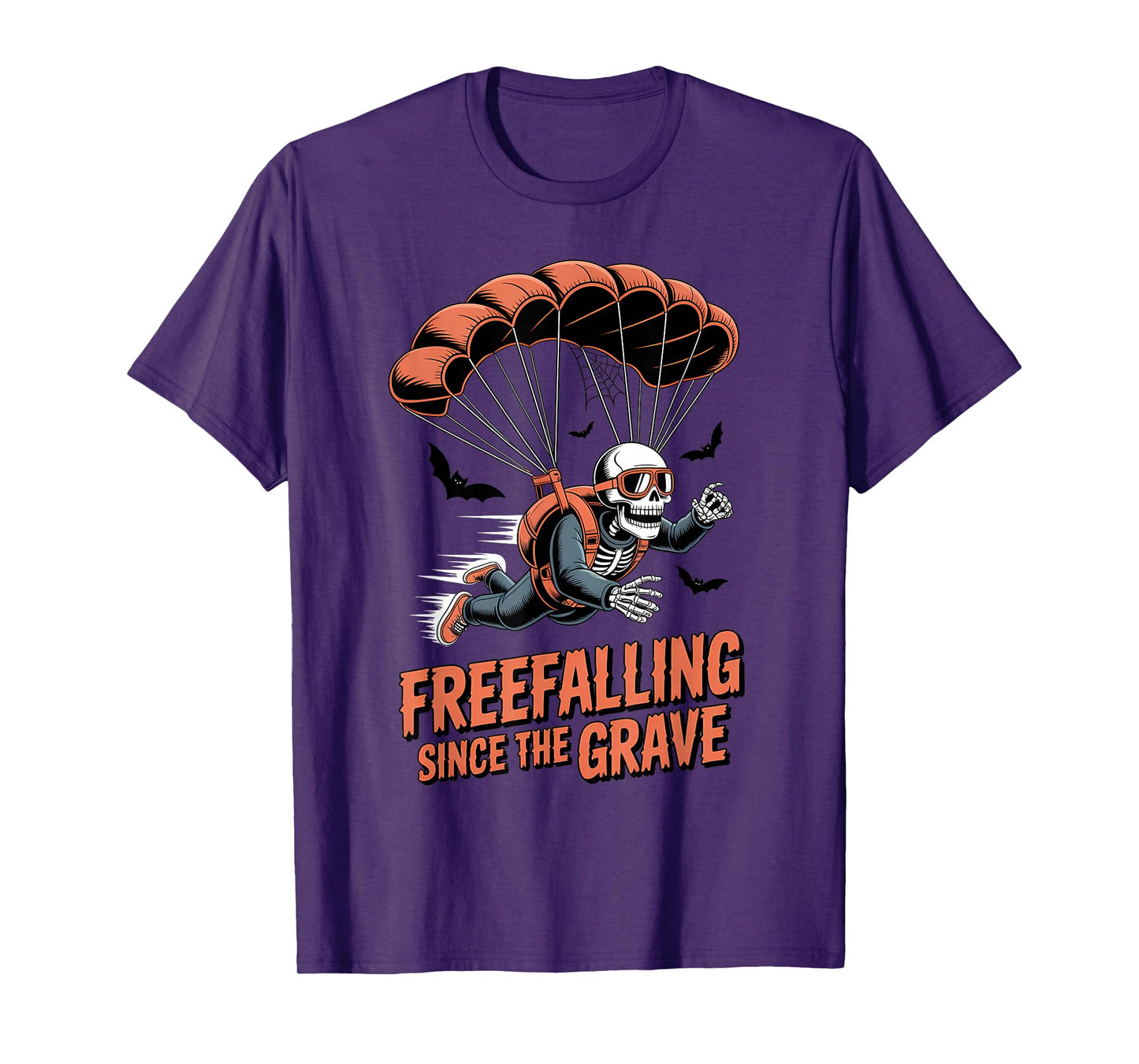 Skeleton Skydiver Halloween Funny Spooky Parachute T-Shirt