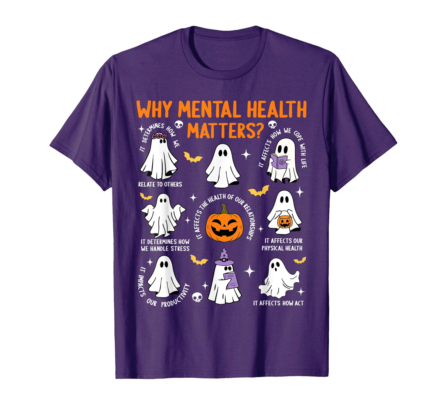 Why Mental Health Matters Halloween Ghost Boo Therapist Cute T-Shirt