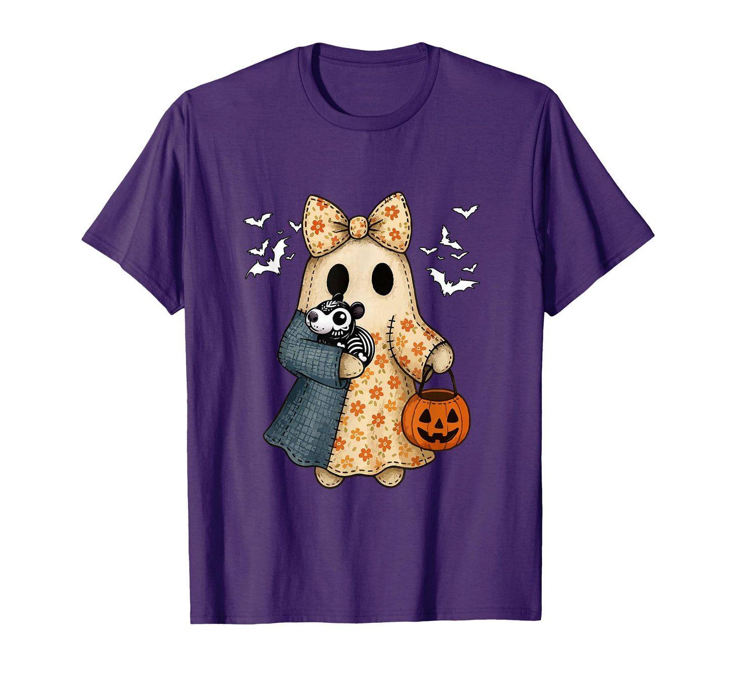 Boo Bow Tie Hugging Capybara Cosplay Skeleton Halloween T-Shirt