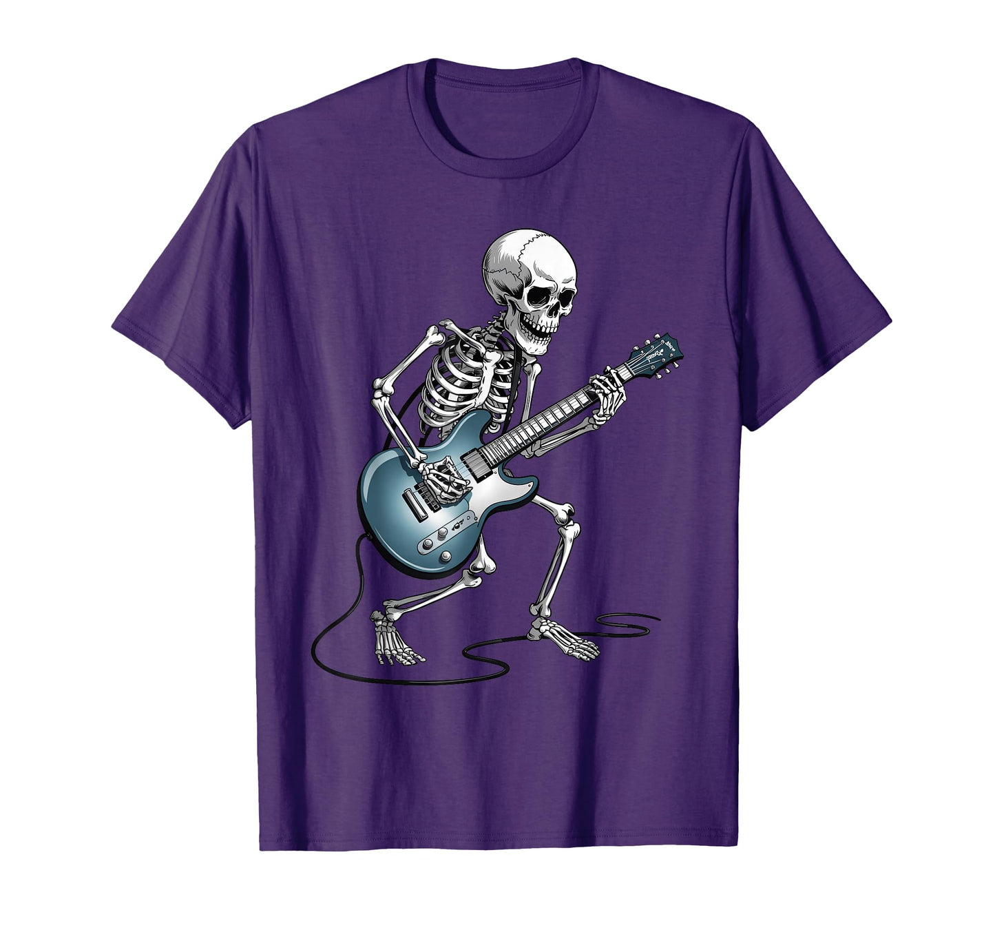 Skeleton Playing Guitar Kids Halloween Rock and Roll Costume T-Shirt